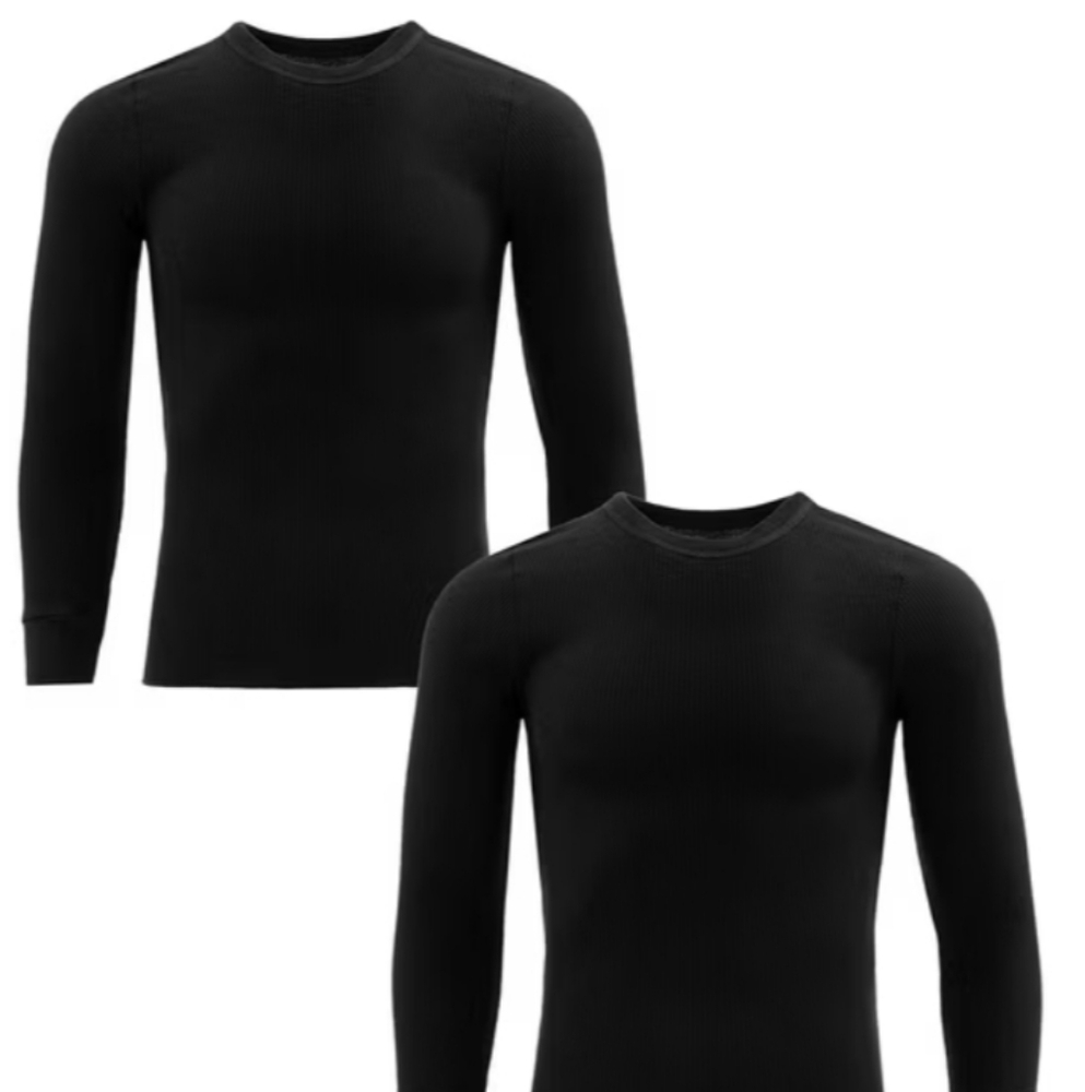 2 Fruit of the Loom black crewneck Long John's shirts size 2XL